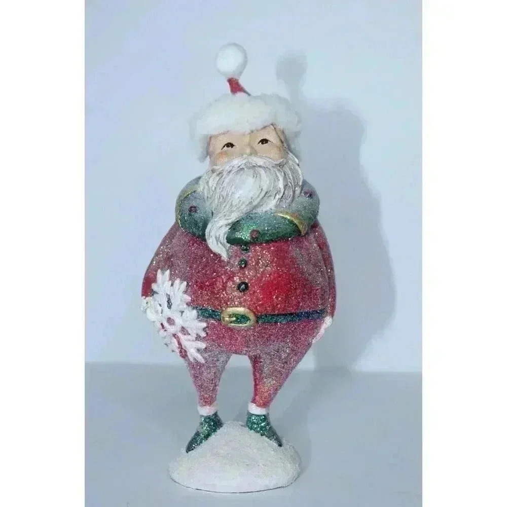 Roman Inc Christmas Santa Claus w/ Wreath‎ & Snowflake Whimsical Figurine NWT
